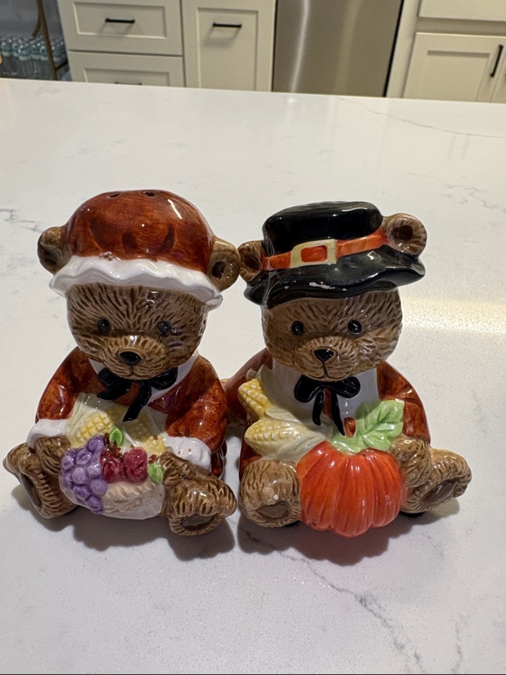 Thanksgiving Bear Salt & Pepper Shakers - Harvest Colors - Picture 2 of 7